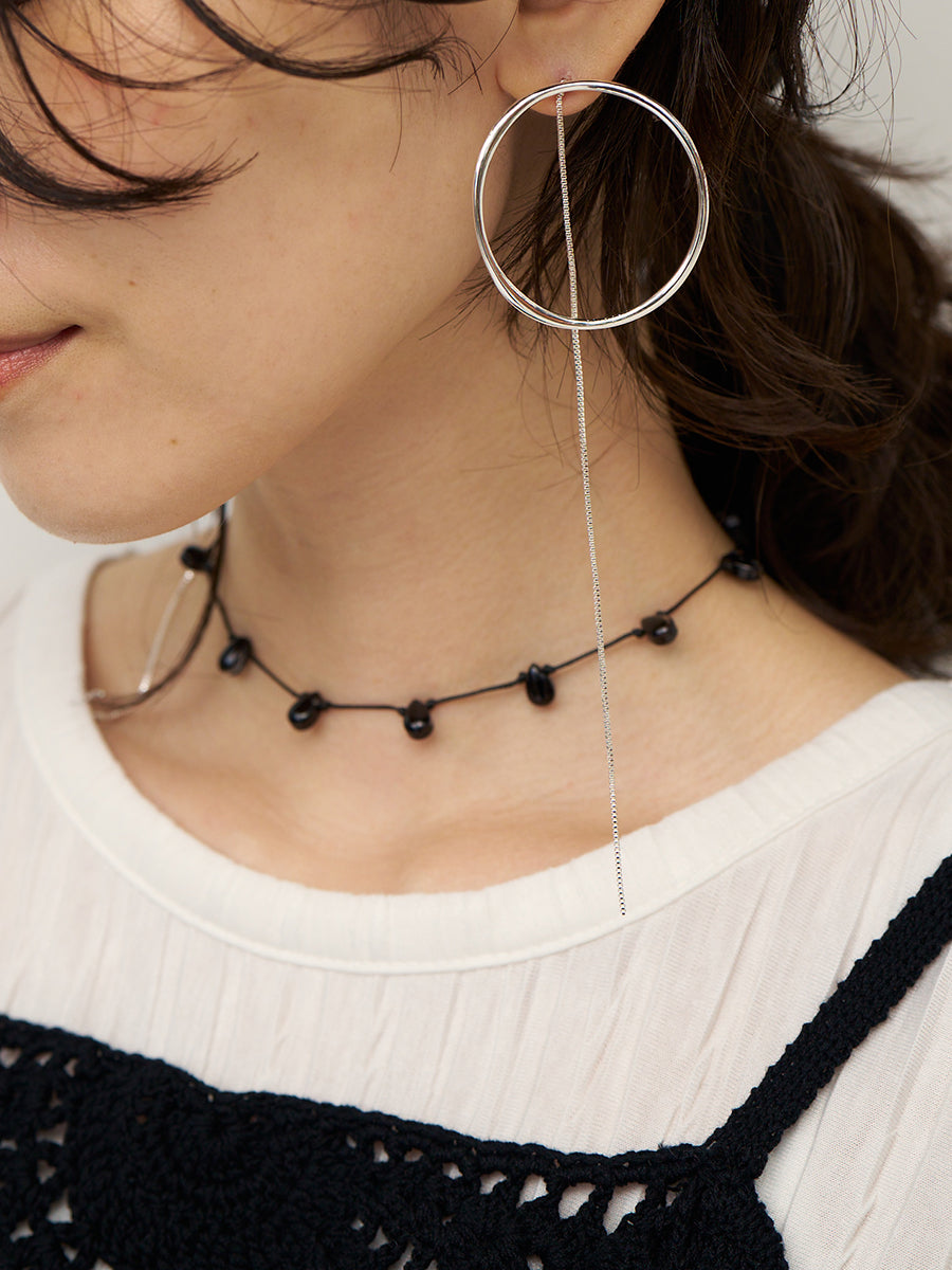 CHIGNON サークルフープオニキス3WAYピアス 0062-431SH