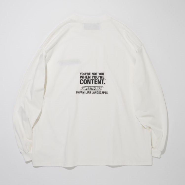 SUPERTHANKS 刺繍バックプリントT "You're not you when you're content〔40%OFF〕
