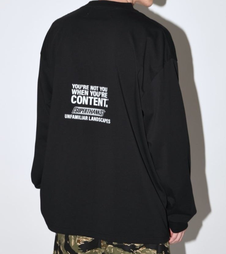SUPERTHANKS 刺繍バックプリントT "You're not you when you're content〔40%OFF〕