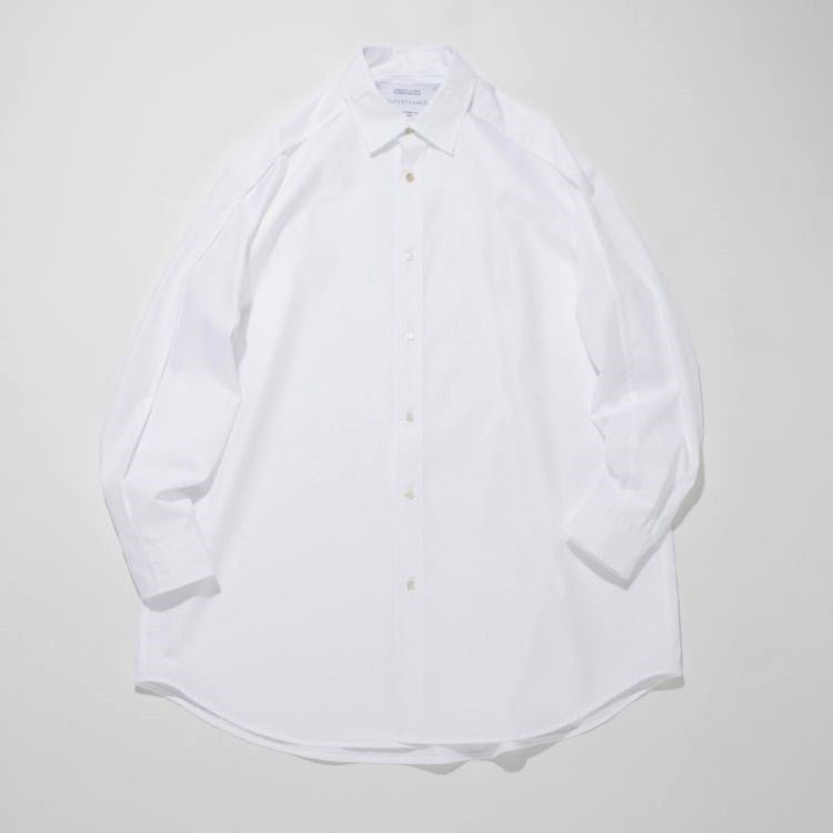 SUPERTHANKS 無地×ストライプ アウトサイド切り替えシャツ Outsider Shirt〔40%OFF〕