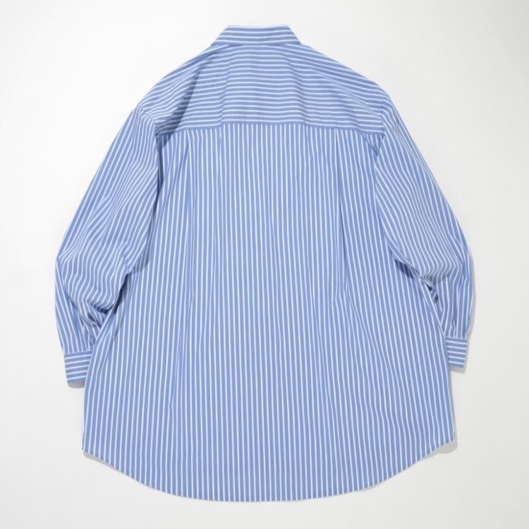 SUPERTHANKS 無地×ストライプ アウトサイド切り替えシャツ Outsider Shirt〔40%OFF〕