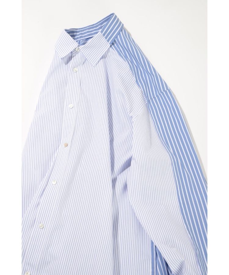 SUPERTHANKS 無地×ストライプ アウトサイド切り替えシャツ Outsider Shirt〔40%OFF〕