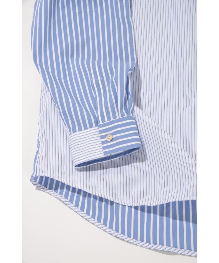 SUPERTHANKS 無地×ストライプ アウトサイド切り替えシャツ Outsider Shirt〔40%OFF〕