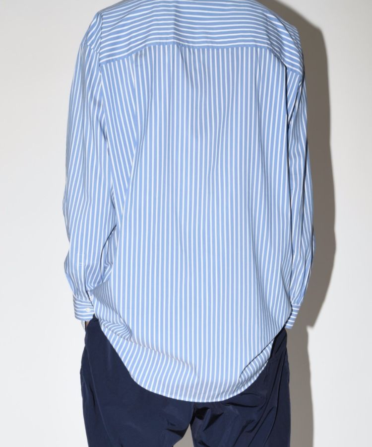 SUPERTHANKS 無地×ストライプ アウトサイド切り替えシャツ Outsider Shirt〔40%OFF〕