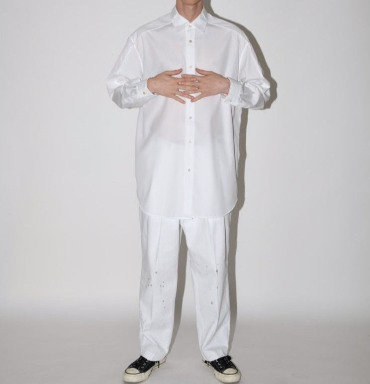 SUPERTHANKS 無地×ストライプ アウトサイド切り替えシャツ Outsider Shirt〔40%OFF〕