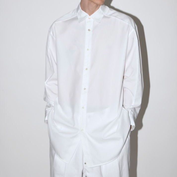 SUPERTHANKS 無地×ストライプ アウトサイド切り替えシャツ Outsider Shirt〔40%OFF〕