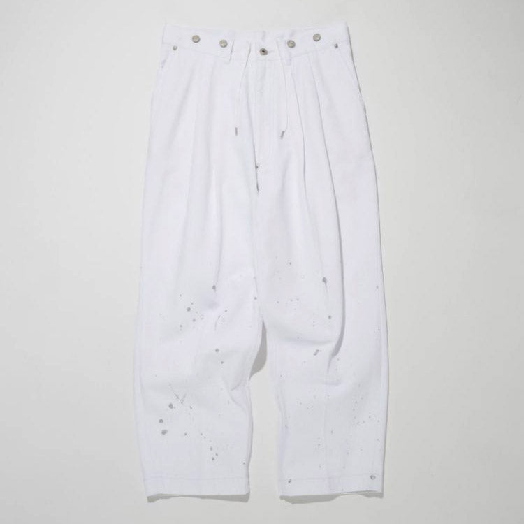 SUPERTHANKS ペイントデニムワイド ルーズ パンツ Pleated wide denim trousers〔50%OFF〕