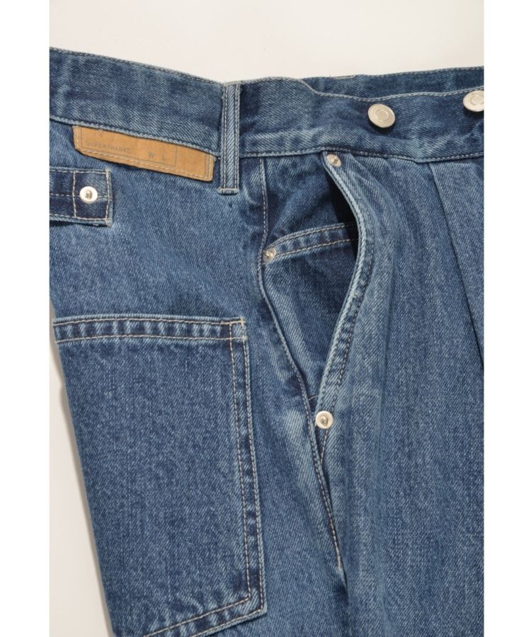 SUPERTHANKS ペイントデニムワイド ルーズ パンツ Pleated wide denim trousers〔50%OFF〕
