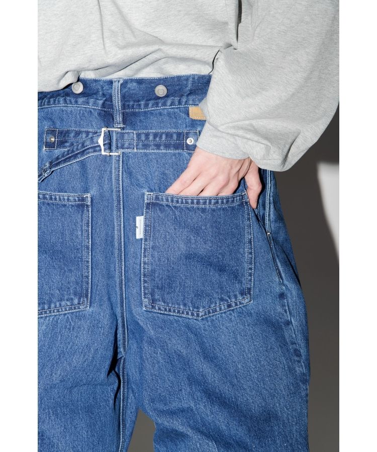 SUPERTHANKS ペイントデニムワイド ルーズ パンツ Pleated wide denim trousers〔50%OFF〕