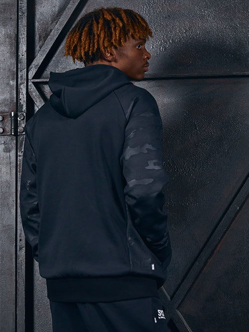 SY32 DOUBLE KNIT EMBOSS CAMO SHIELD LOGO ZIP HOODIE No.13509