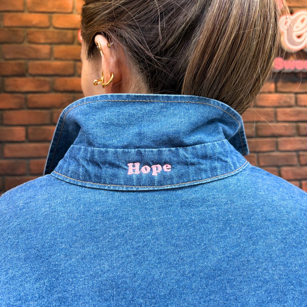 Maison de RUKA Hope刺繍入りオーバーサイズデニムシャツ