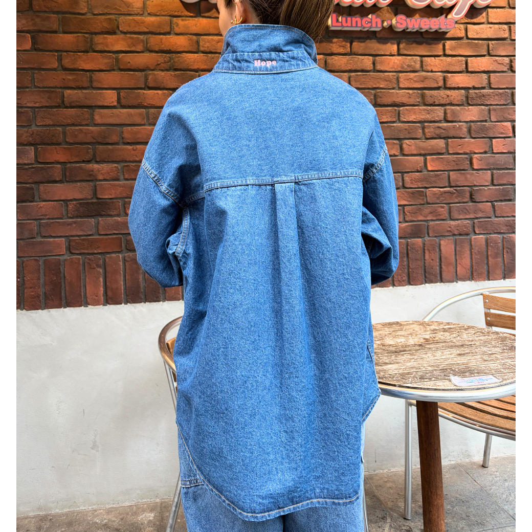 Maison de RUKA Hope刺繍入りオーバーサイズデニムシャツ
