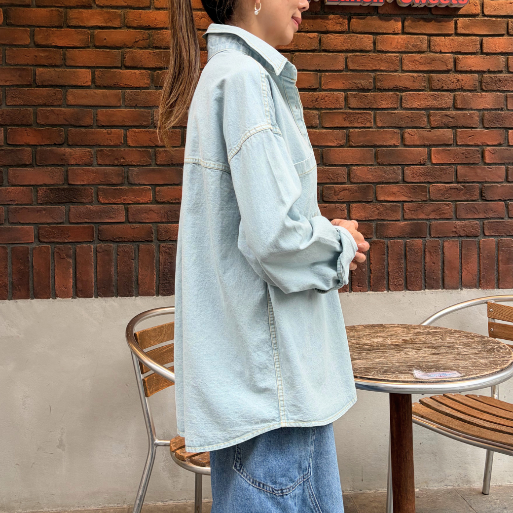 Maison de RUKA Hope刺繍入りオーバーサイズデニムシャツ