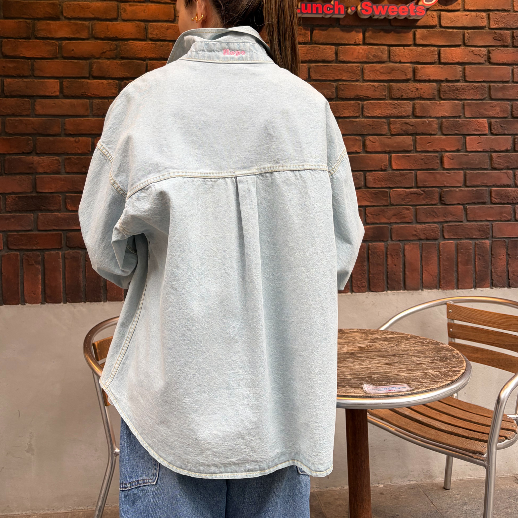 Maison de RUKA Hope刺繍入りオーバーサイズデニムシャツ