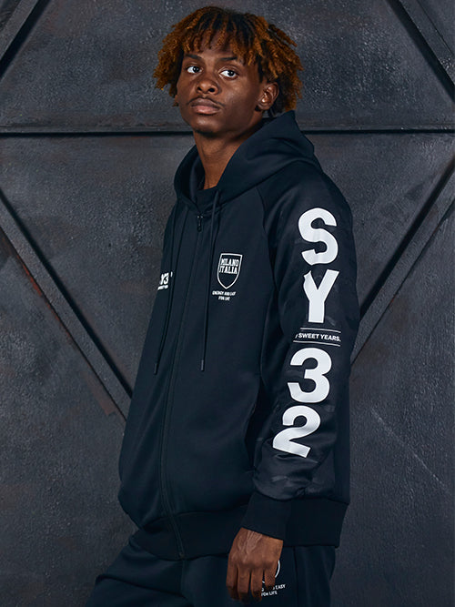 SY32 DOUBLE KNIT EMBOSS CAMO SHIELD LOGO ZIP HOODIE No.13509