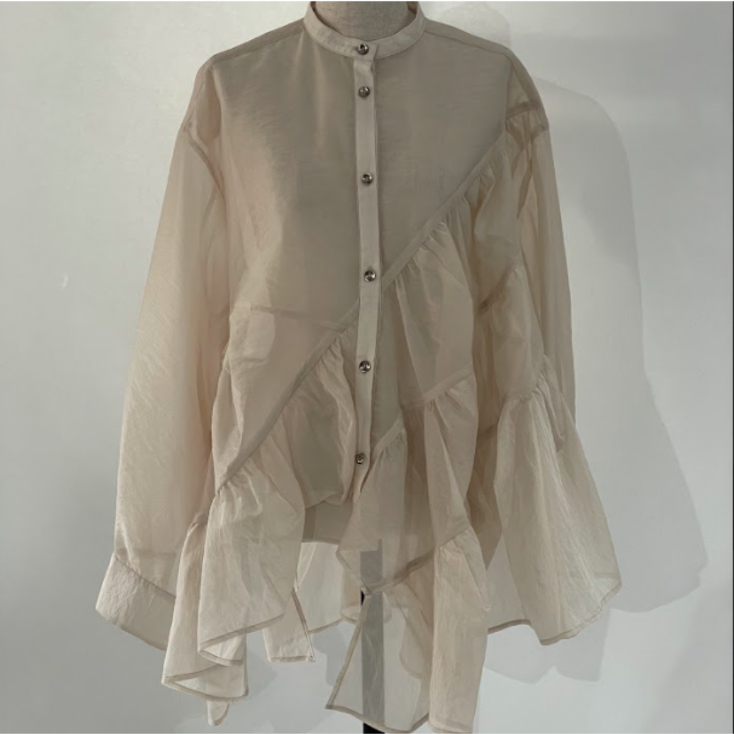 RUMCHE Sheer Gathered Blouse R25A10604