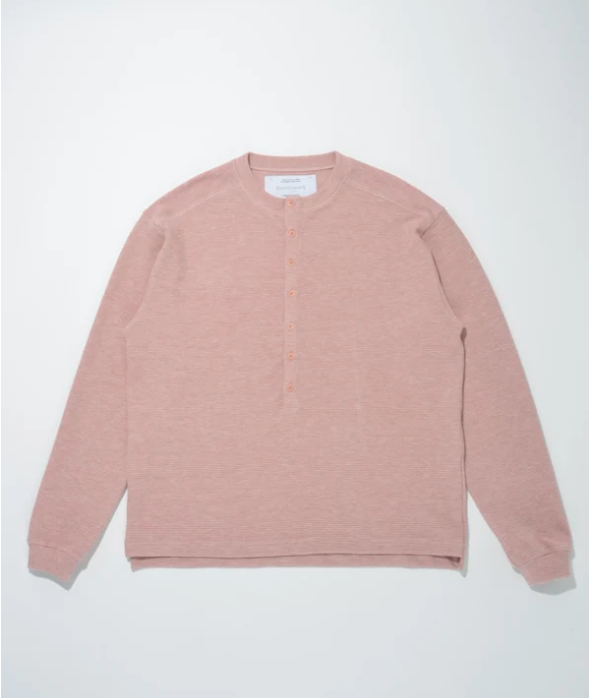 Waffle henley neck L/S T-shirt CS01