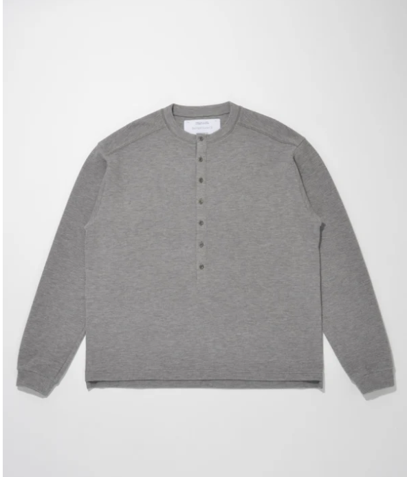 Waffle henley neck L/S T-shirt CS01