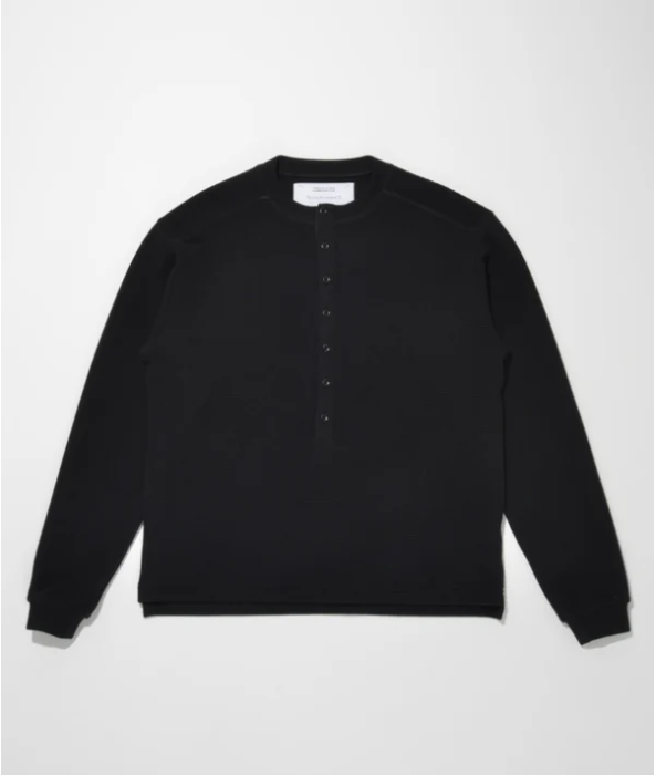 Waffle henley neck L/S T-shirt CS01