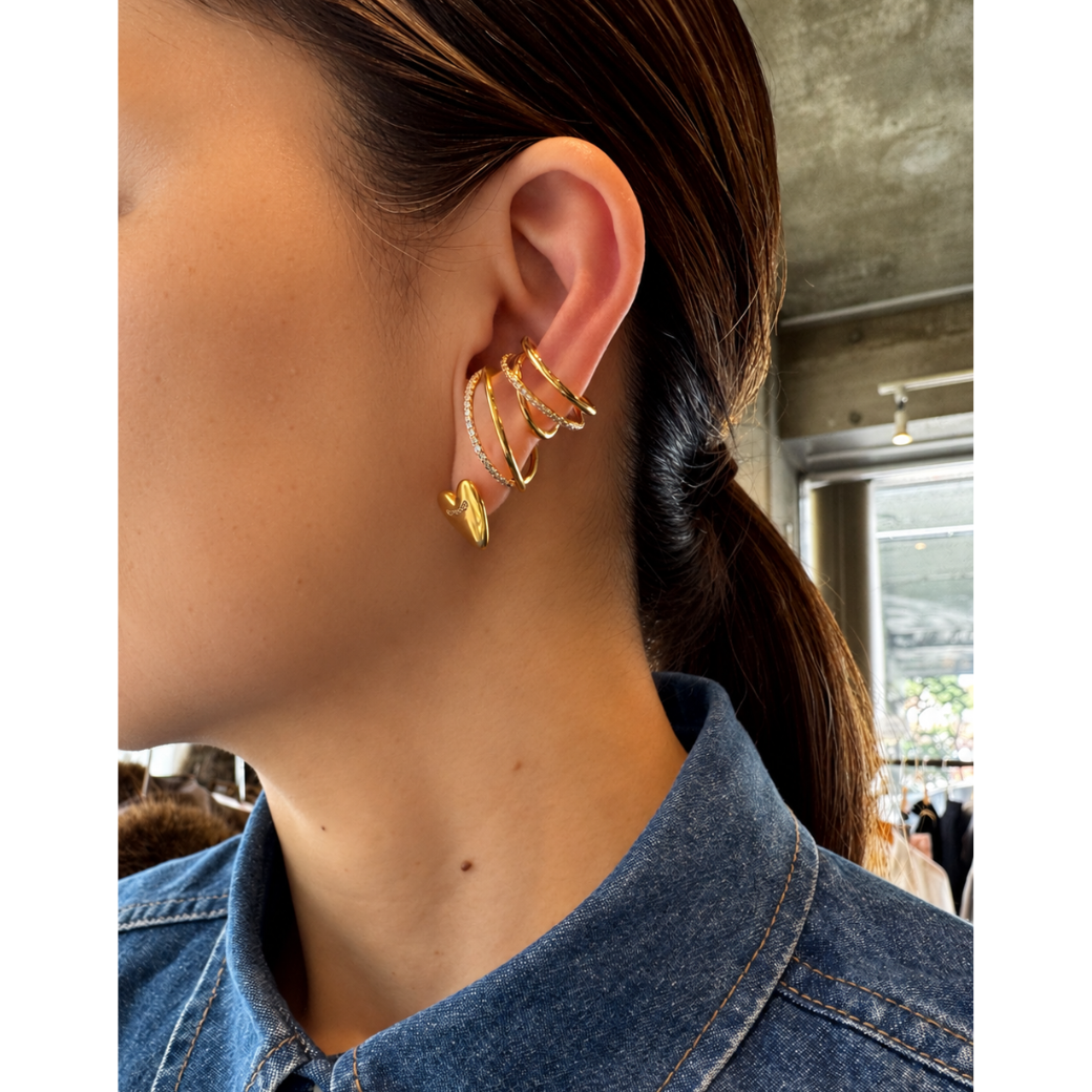 ビジューライン ハートピアス