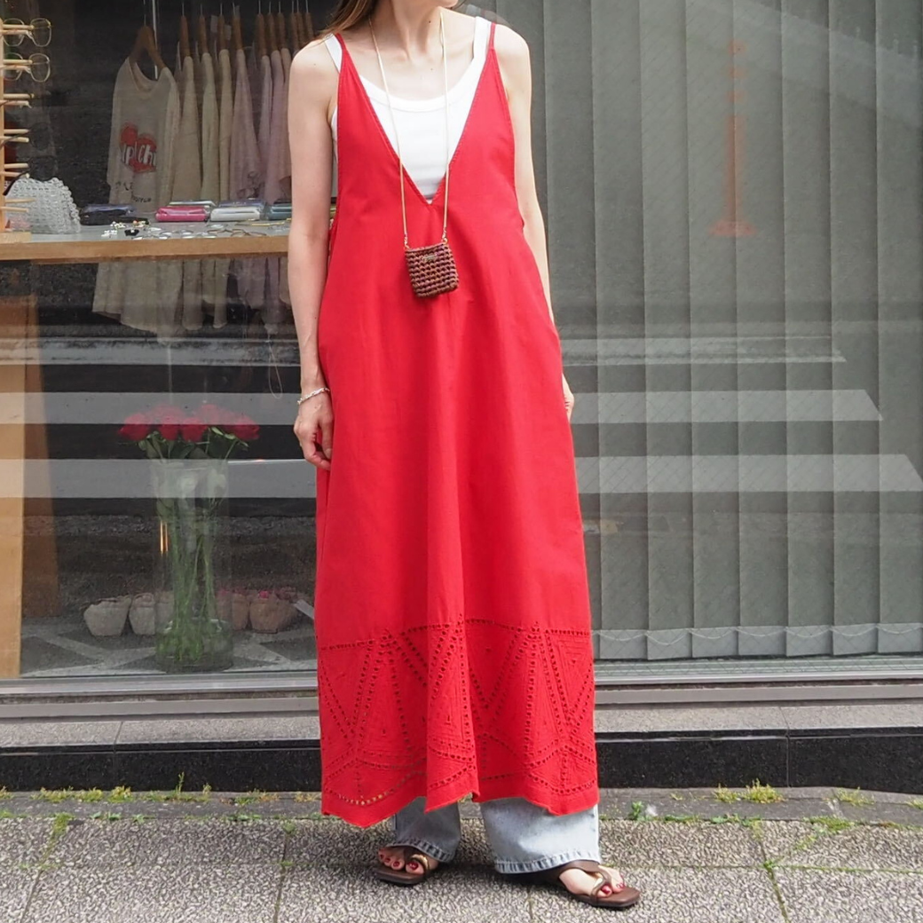♡tutuHA♡スカル柄 ビッグジップ キャミソール レッド CHIGNON スカラ刺繍キャミOP 5562-371NH – RUKA