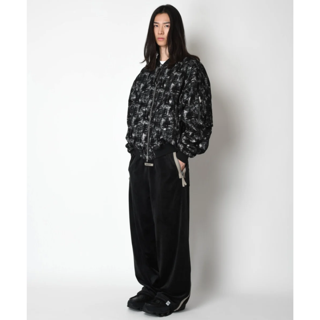SUPERTHANKS Velour barrel leg line pants CS02