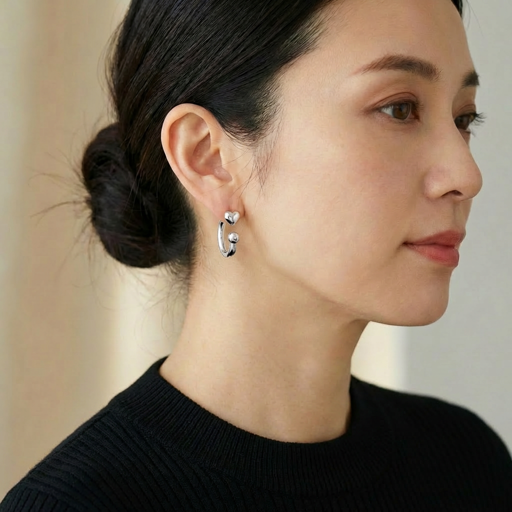 ハートフープピアス