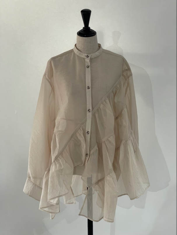 RUMCHE Sheer Gathered Blouse R25A10604