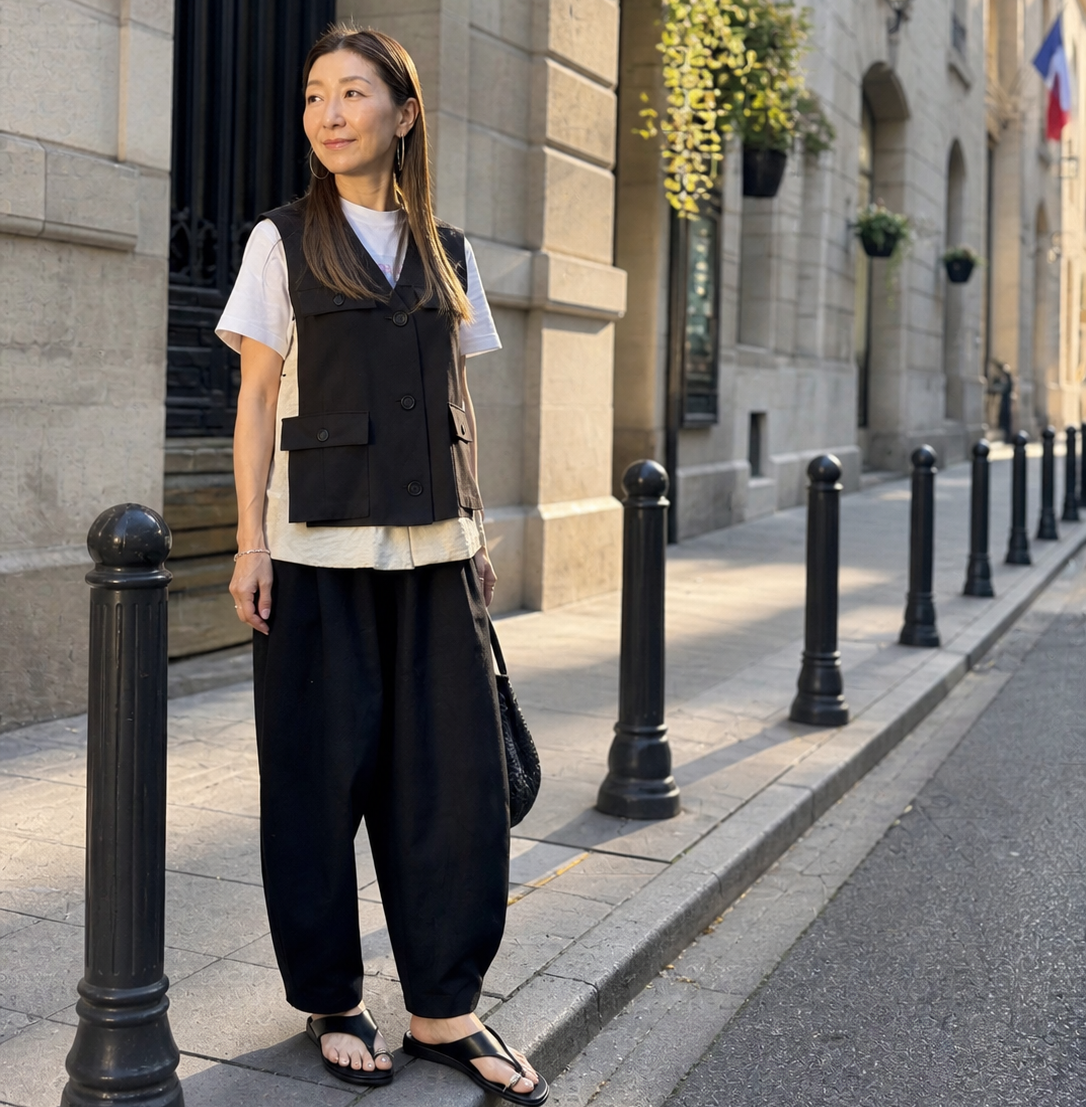 Muel Chic レイヤードデザインポケットジレ