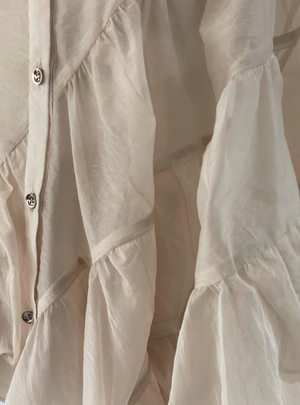 RUMCHE Sheer Gathered Blouse R25A10604