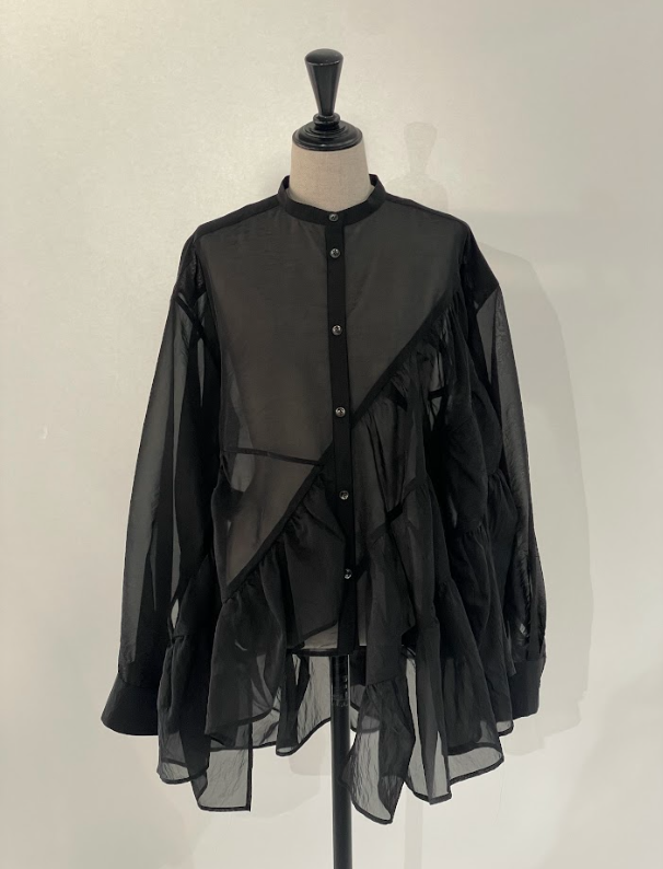 RUMCHE Sheer Gathered Blouse R25A10604