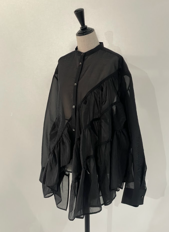 RUMCHE Sheer Gathered Blouse R25A10604