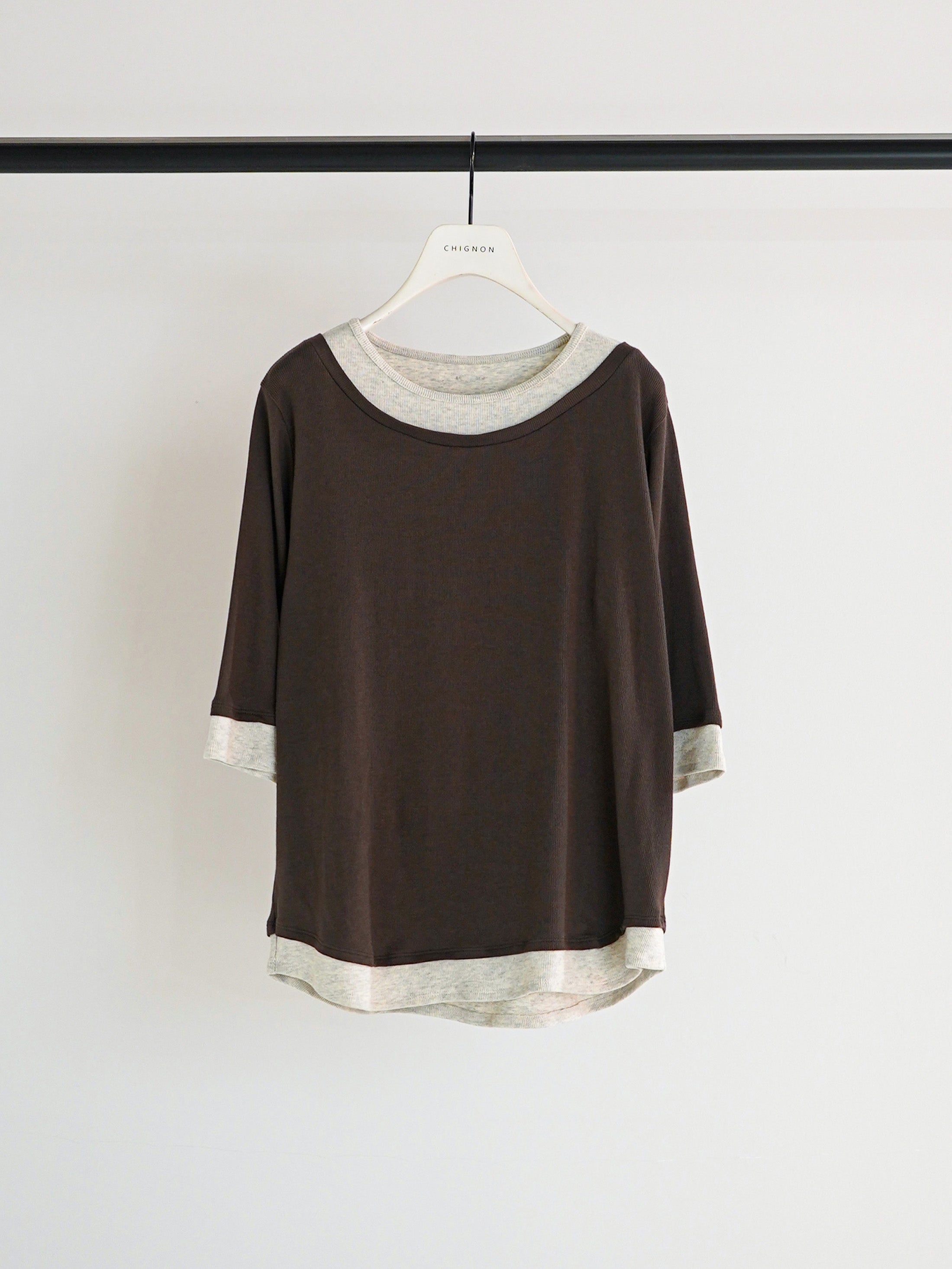 【予約販売】CHIGNON 配色テレコハーフスリーブPO 8261-108KK