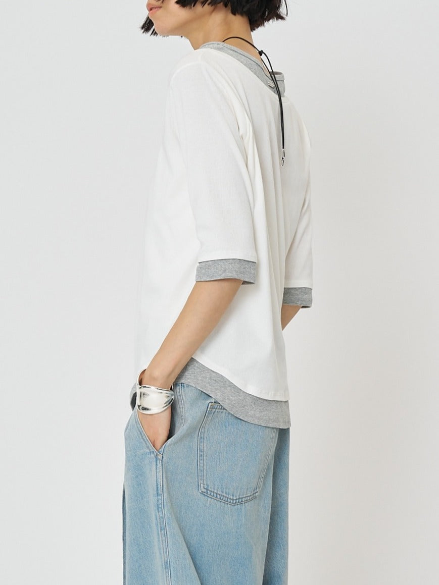 【予約販売】CHIGNON 配色テレコハーフスリーブPO 8261-108KK