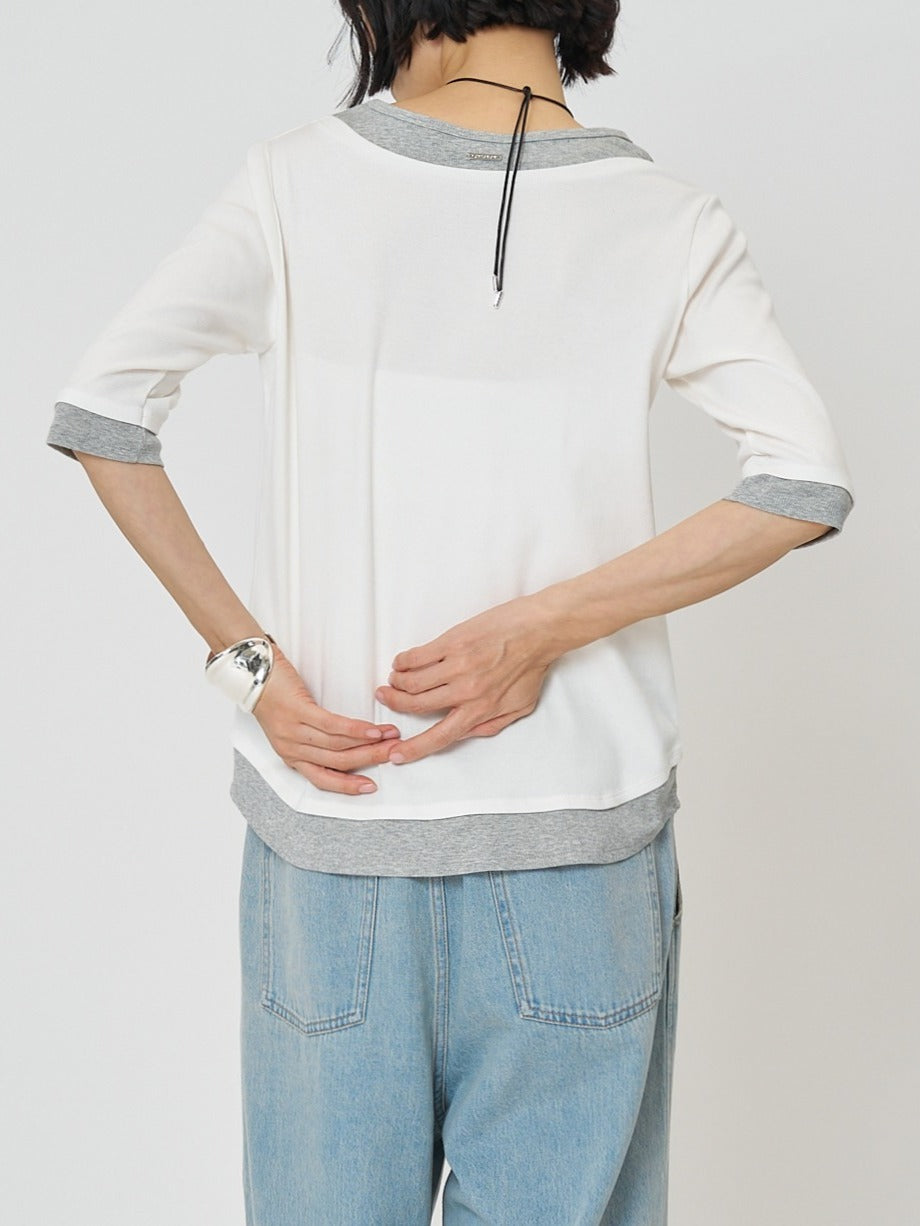 【予約販売】CHIGNON 配色テレコハーフスリーブPO 8261-108KK