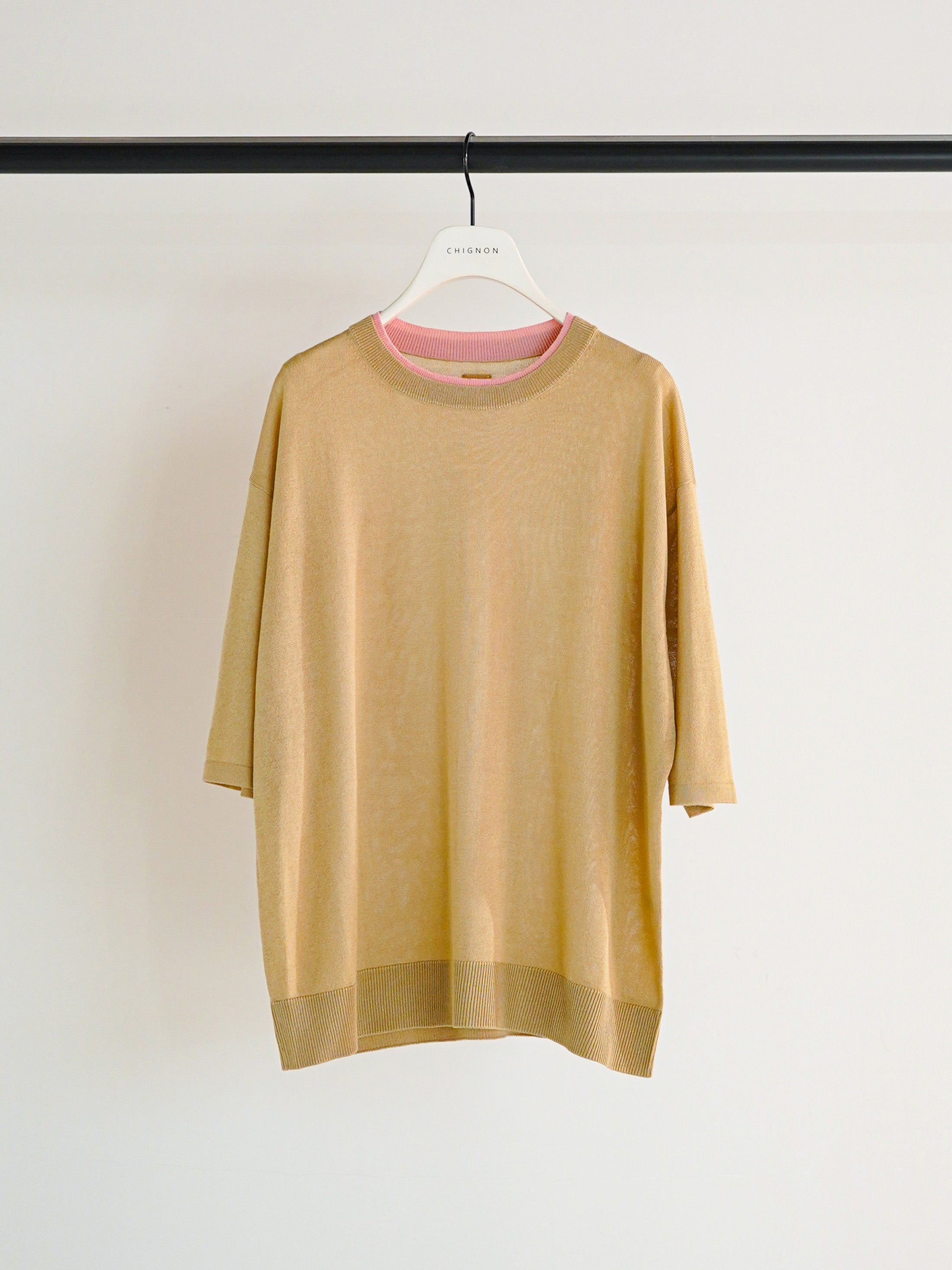 【予約販売】CHIGNON 衿配色ハーフスリーブニット 9261-087GS