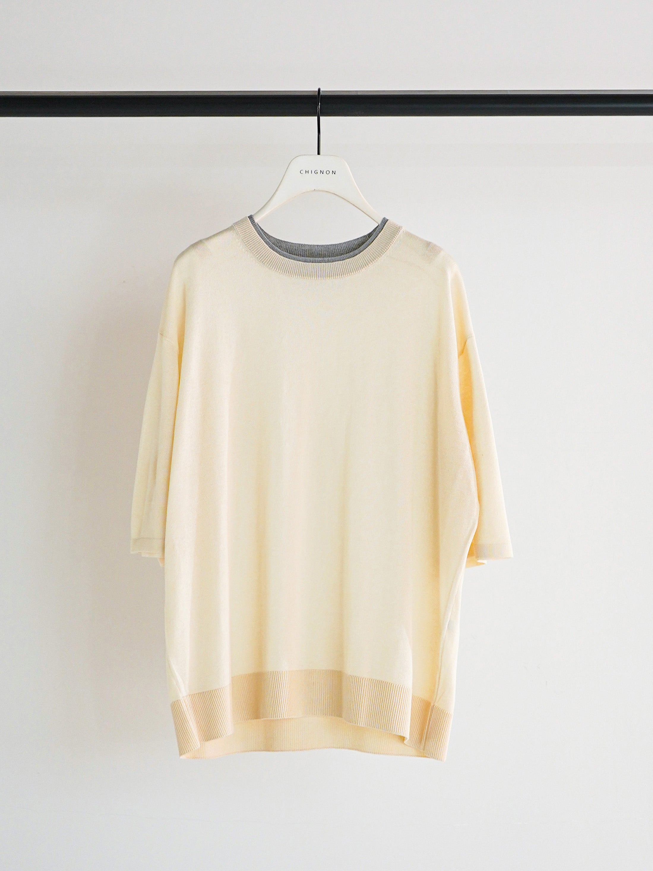 【予約販売】CHIGNON 衿配色ハーフスリーブニット 9261-087GS