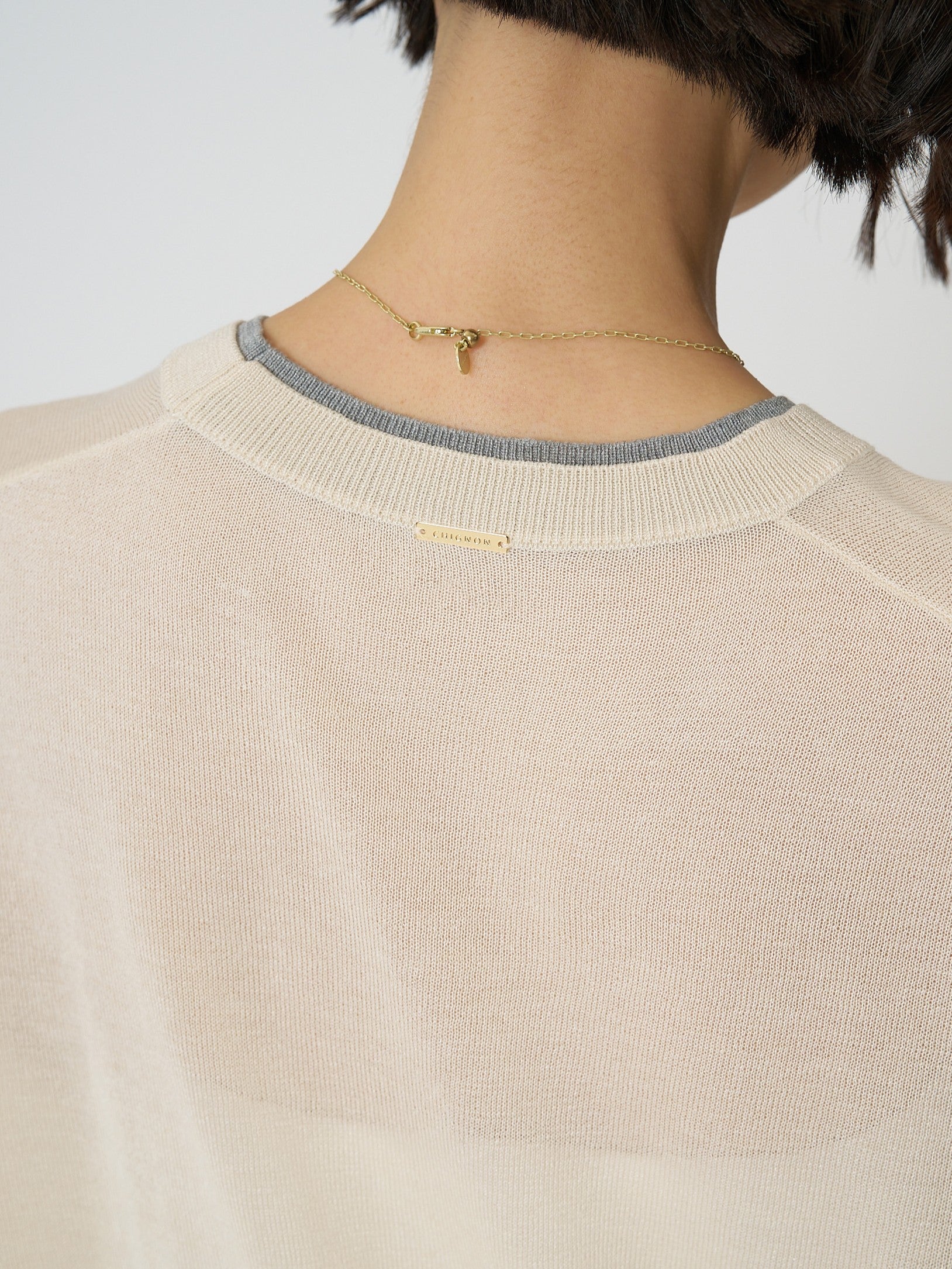 【予約販売】CHIGNON 衿配色ハーフスリーブニット 9261-087GS