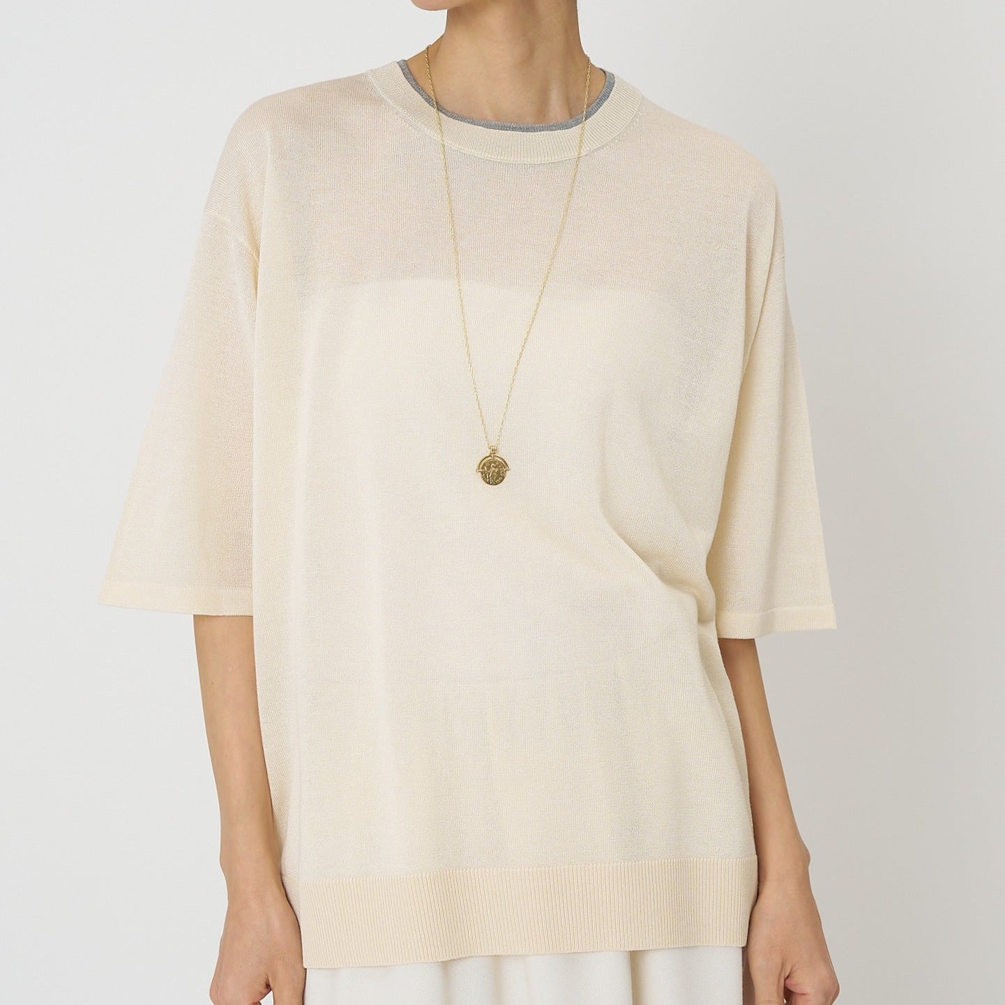 【予約販売】CHIGNON 衿配色ハーフスリーブニット 9261-087GS