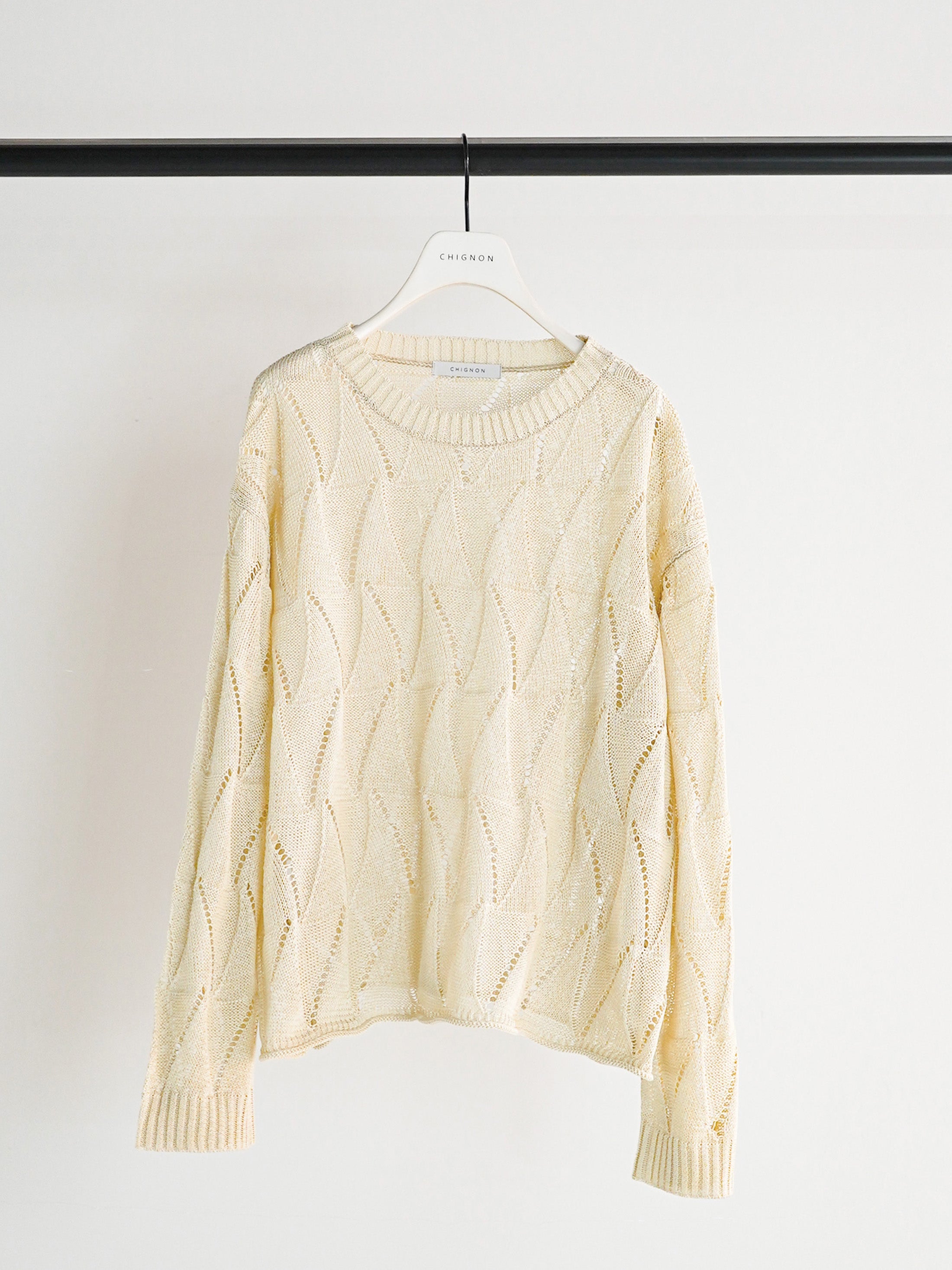 【予約販売】CHIGNON ペーパータッチスカシ柄ニット 9561-092GS