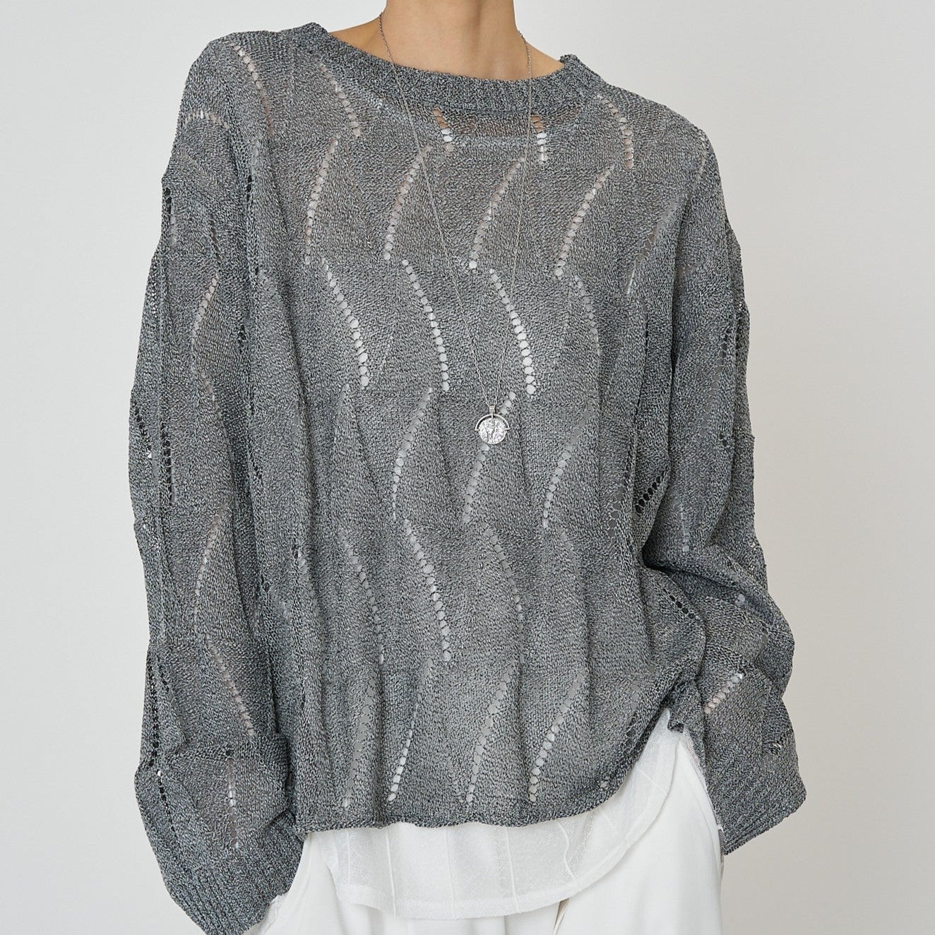 【予約販売】CHIGNON ペーパータッチスカシ柄ニット 9561-092GS