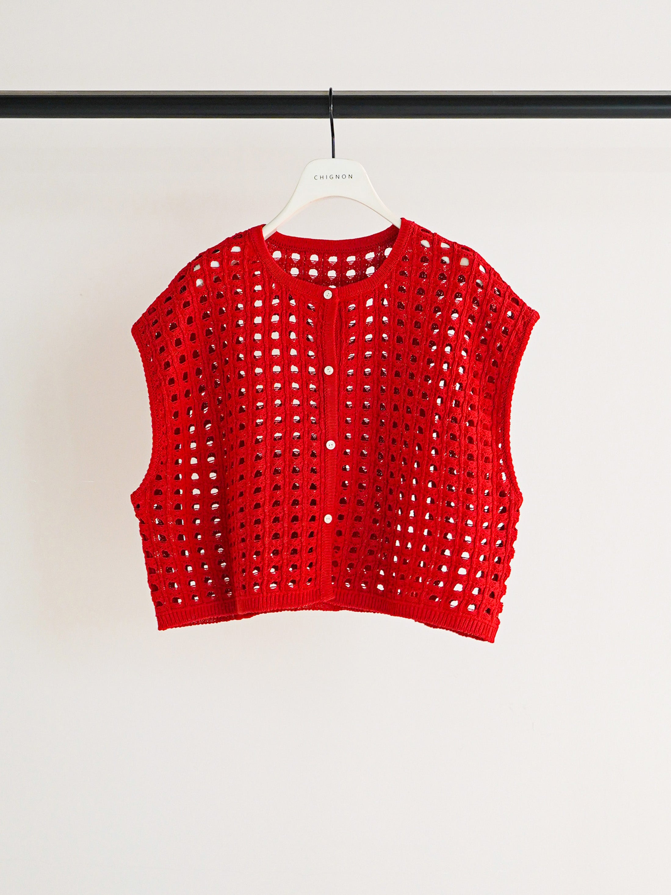 【予約販売】CHIGNON メッシュボックスニットベスト 9561-098DP