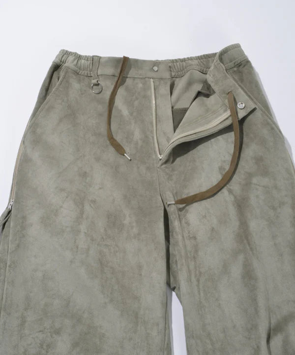 SUPERTHANKS Faux Suede Side-zip Wide Pants PT01