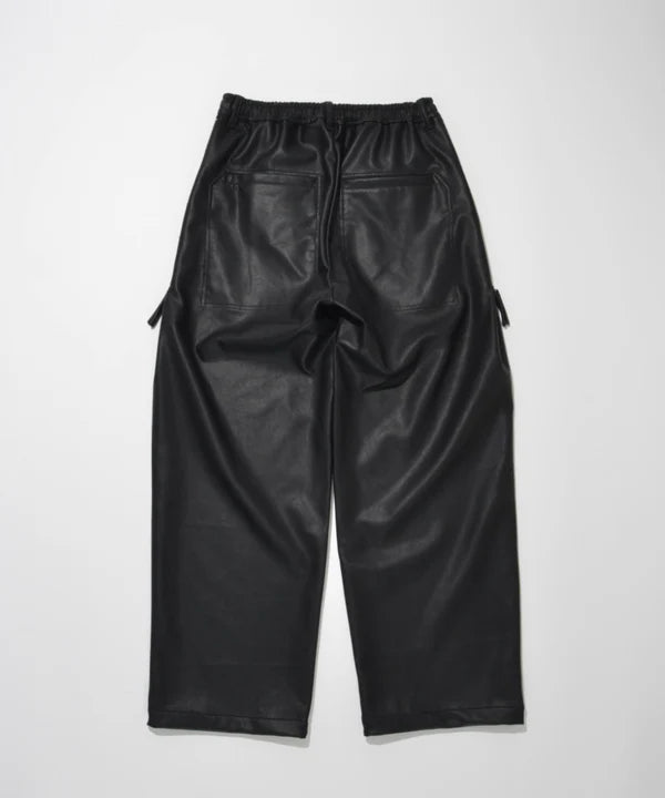 SUPERTHANKS Faux Leather Side-zip Wide Pants PT01A