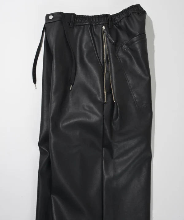 SUPERTHANKS Faux Leather Side-zip Wide Pants PT01A