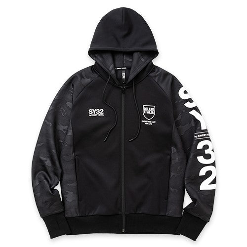 SY32 DOUBLE KNIT EMBOSS CAMO SHIELD LOGO ZIP HOODIE No.13509