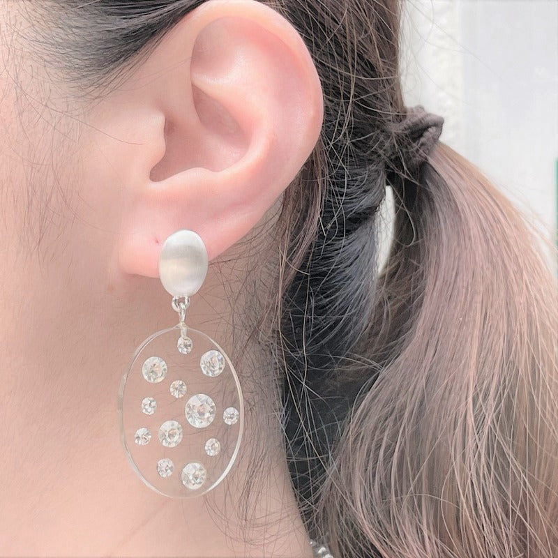 クリアプレートビジューピアス