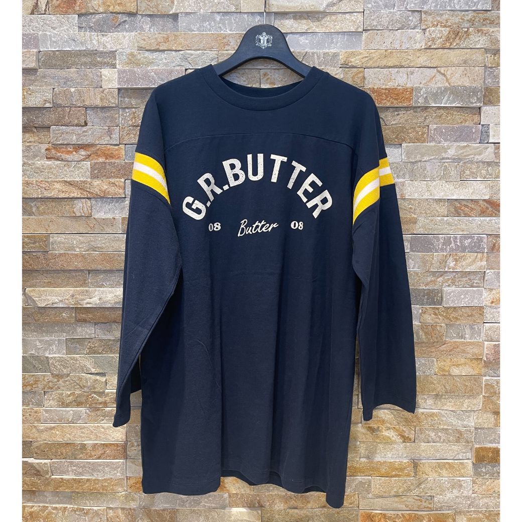 GREEN BUTTER ORGANIC FOOTBALL TEE〔50%OFF〕