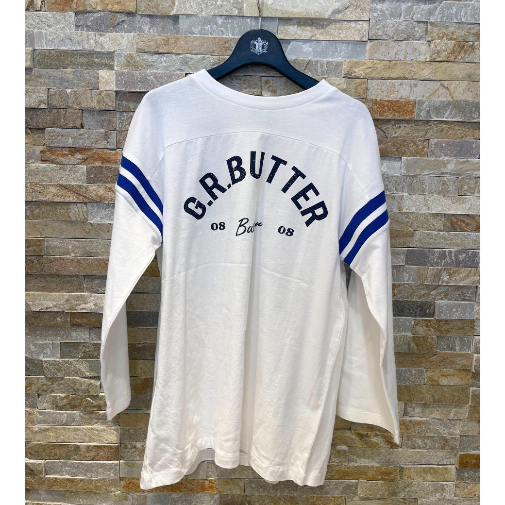GREEN BUTTER ORGANIC FOOTBALL TEE〔50%OFF〕
