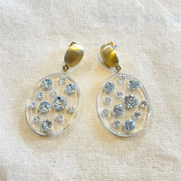 クリアプレートビジューピアス